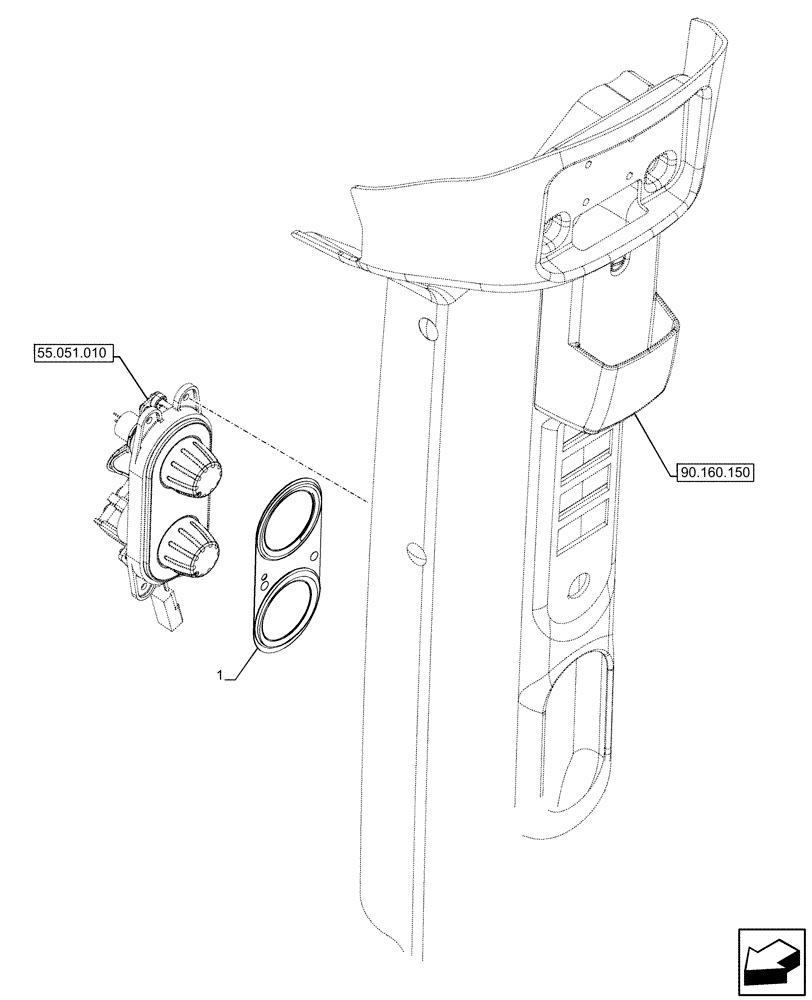 Схема запчастей Case IH FARMALL 120U - (90.108.340) - VAR - 331444, 332147, 336730, 339434 - DECAL, HEATER, CONTROL DEVICE (90) - PLATFORM, CAB, BODYWORK AND DECALS