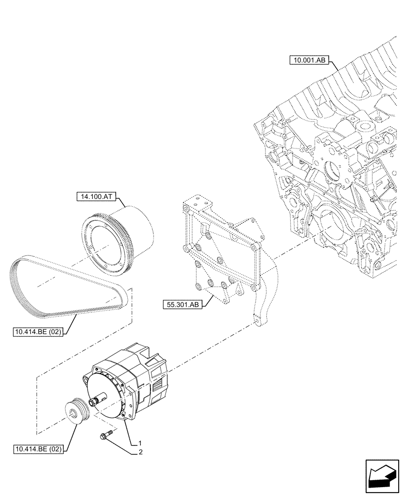 Схема запчастей Case IH FVAE2884X B200 - (55.301.AA) - ALTERNATOR (504115134) (55) - ELECTRICAL SYSTEMS