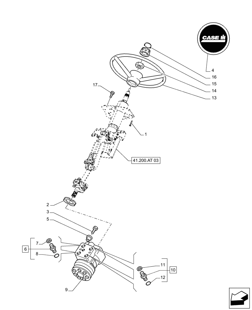 Схема запчастей Case IH PUMA 230 - (41.200.AT[01]) - HYDROSTATIC STEERING WHEEL AND STEERING COLUMN (41) - STEERING