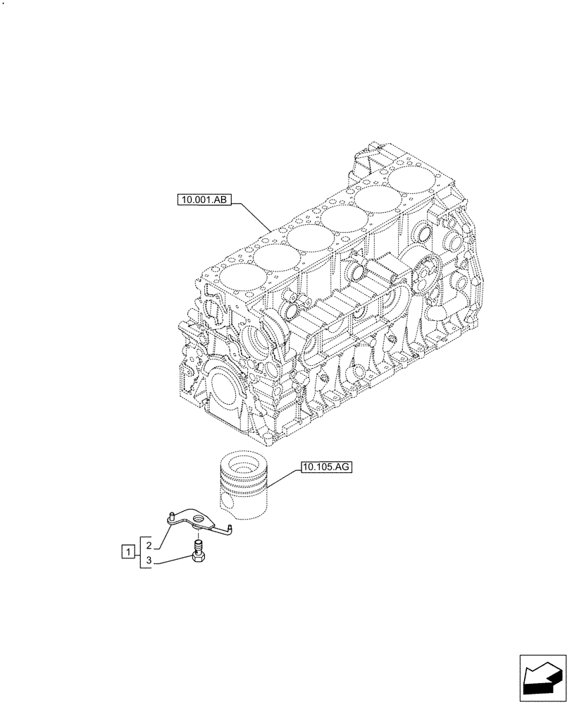 Схема запчастей Case IH F2CFE613F B003 - (10.304.AR) - PISTON COOLING NOZZLE (10) - ENGINE