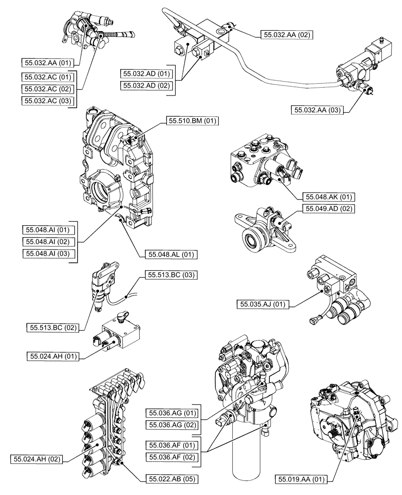 Схема запчастей Case IH PUMA 165 CVT - (00.000.55[06]) - PICTORIAL INDEX - ELECTRICAL SYSTEMS (00) - GENERAL & PICTORIAL INDEX