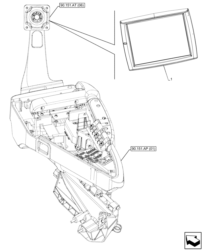 Схема запчастей Case IH PUMA 150 CVT - (55.785.AR) - VAR - 758150, 758151, 758152, 758156, 758158 - MONITOR (FRED), W/ AND W/O AUTOGUIDANCE (55) - ELECTRICAL SYSTEMS