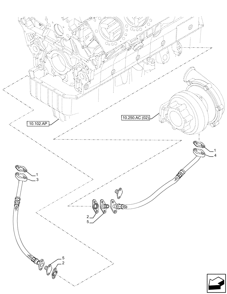 Схема запчастей Case IH FVAE2884X B200 - (10.250.AE) - TURBOCHARGER OIL RETURN LINE (10) - ENGINE