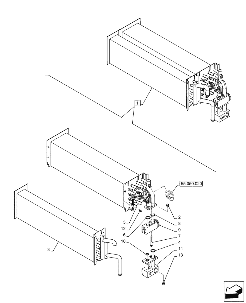 Схема запчастей Case IH OPTUM 270 CVT - (50.100.050) - VAR - 758783, 758784, 758785, 758786, 758787, 758788, 758789, 758790, 758791, 759433 - AIR CONDITIONER, EVAPORATOR, HEATER, COMPONENTS (50) - CAB CLIMATE CONTROL