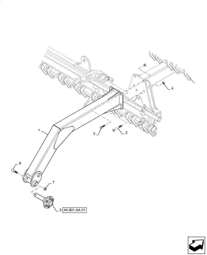 Схема запчастей Case IH 500T - (39.100.AA[03]) - REAR WING FRAME WHEEL BEAM (39) - FRAMES AND BALLASTING