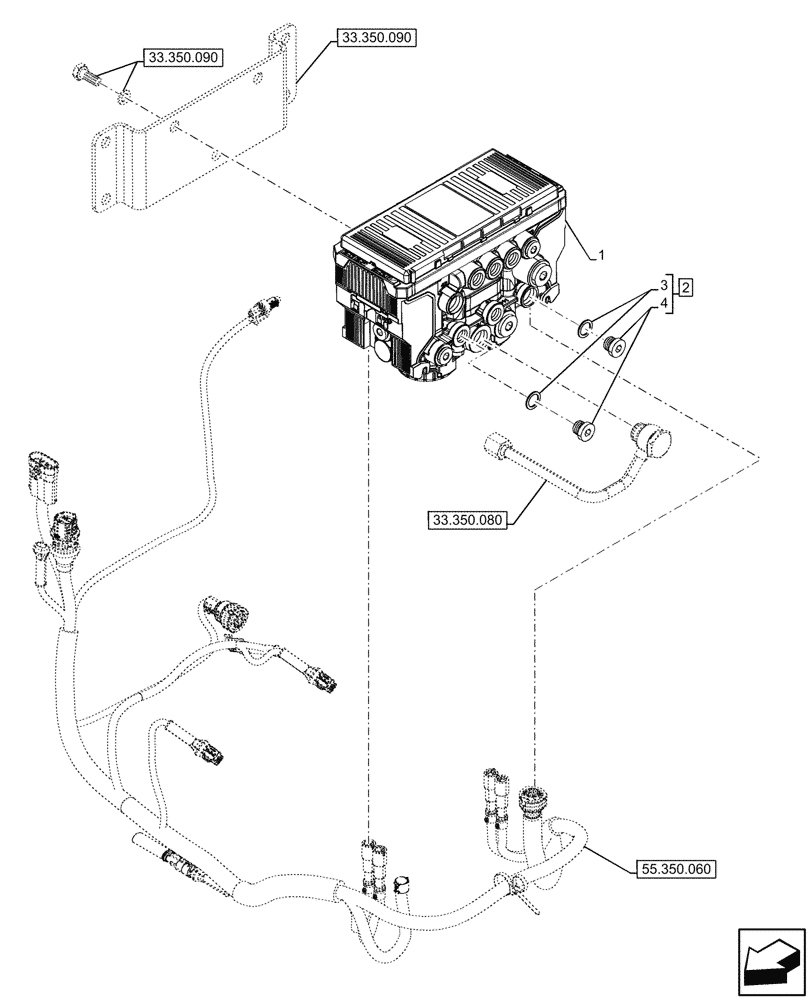 Схема запчастей Case IH OPTUM 270 CVT - (55.350.050) - VAR - 758035 - 758036 - ANTILOCK BRAKING SYSTEM (ABS), ELECTRONIC BRAKE MODULE (EBM) (55) - ELECTRICAL SYSTEMS