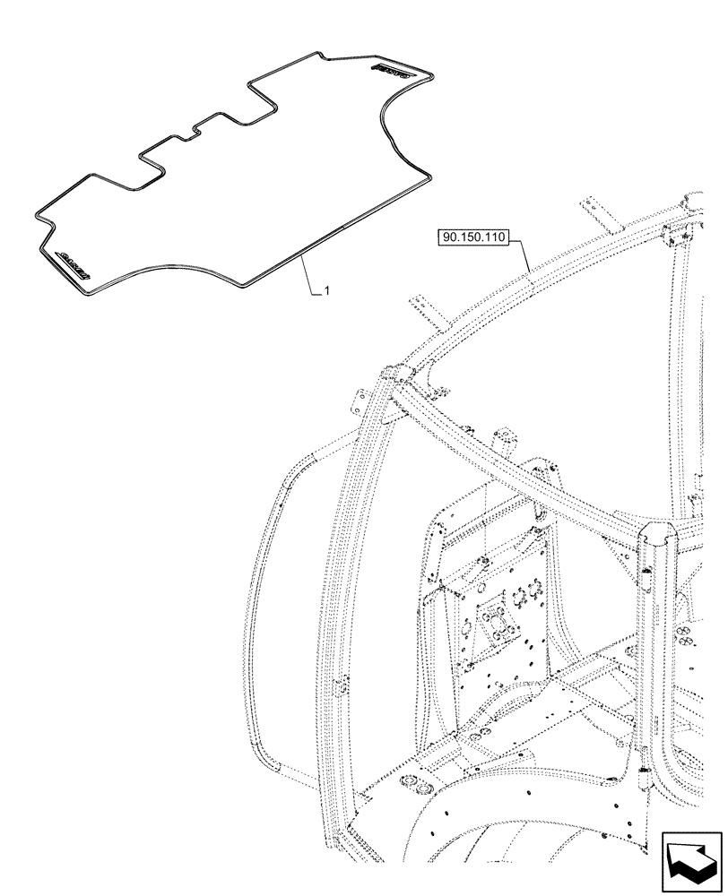 Схема запчастей Case IH OPTUM 270 CVT - (90.160.120) - VAR - 758788, 758789 - FLOOR MAT, COMFORT PACK 2, 3 (90) - PLATFORM, CAB, BODYWORK AND DECALS