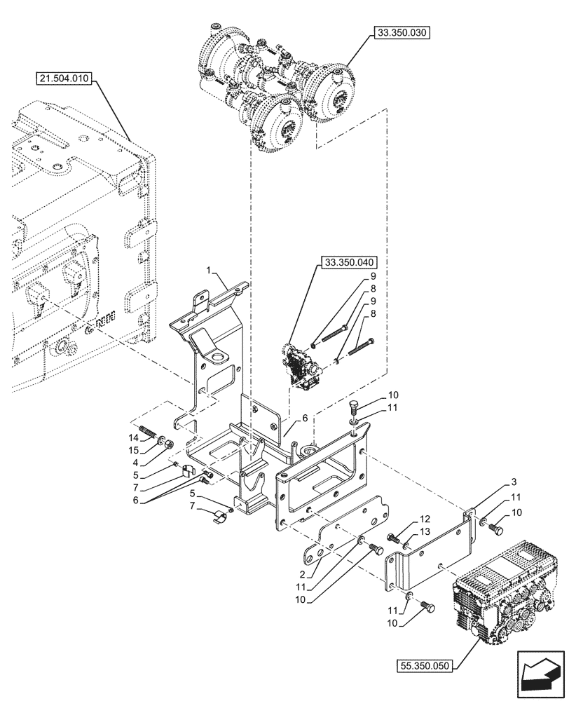 Схема запчастей Case IH OPTUM 270 CVT - (33.350.090) - VAR - 758035 - 758036 - ANTILOCK BRAKING SYSTEM (ABS), SUPPORT (33) - BRAKES & CONTROLS