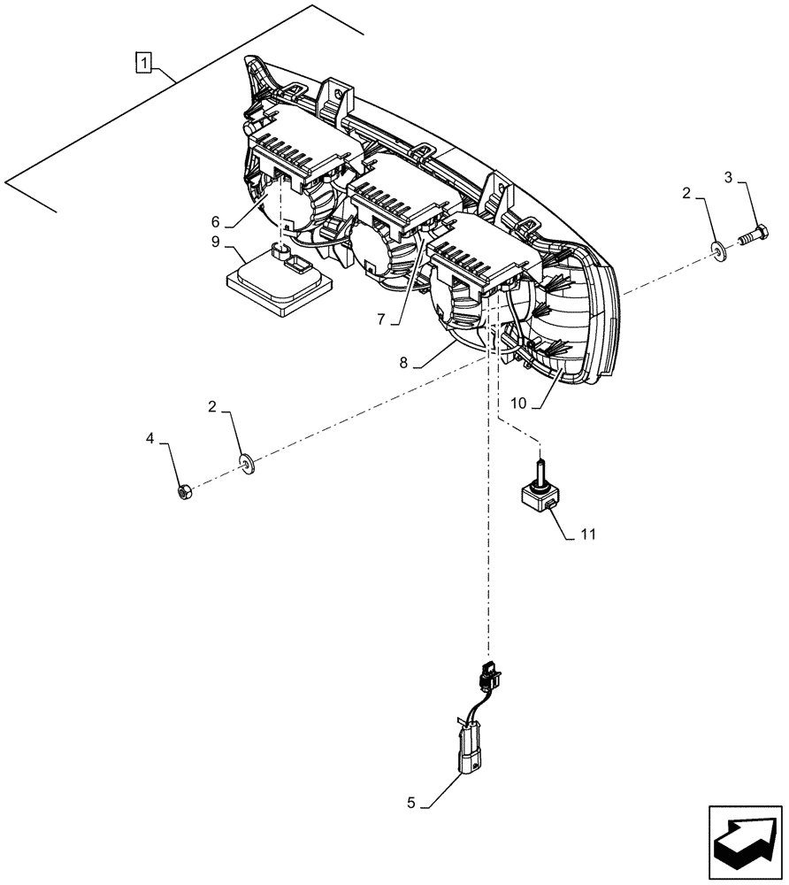 Схема запчастей Case IH PATRIOT 2250 - (55.404.AQ[03]) - CENTER MOUNTED, HID, WORK LIGHT (55) - ELECTRICAL SYSTEMS