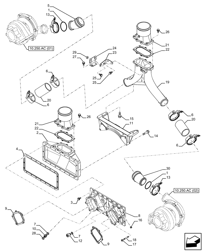 Схема запчастей Case IH FVAE2884X B200 - (10.250.AJ) - AIR-WATER HEAT EXCHANGER (10) - ENGINE