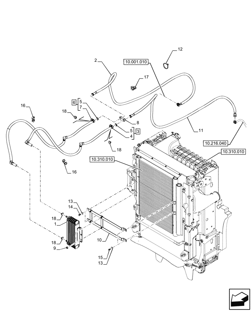 Схема запчастей Case IH OPTUM 270 CVT - (10.216.050) - VAR - 391131, 758001 - FUEL LINE, COOLER (10) - ENGINE