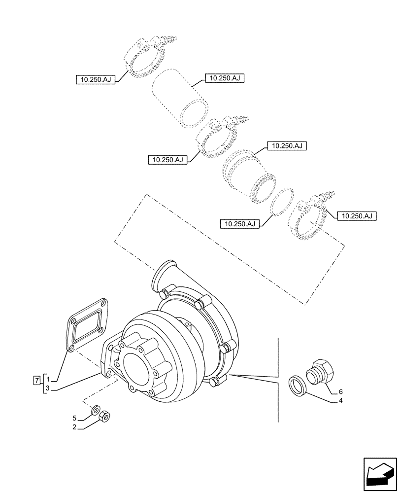 Схема запчастей Case IH FVAE2884X B200 - (10.250.AC[02]) - TURBOCHARGER & RELATED PARTS (10) - ENGINE