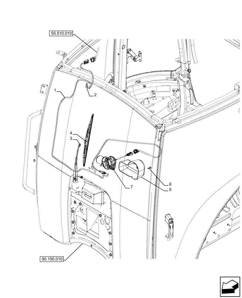 Схема запчастей Case IH FARMALL 110U - (55.518.030) - VAR - 331444, 332147 - WINDSHIELD WIPER, MOTOR, BLADE (55) - ELECTRICAL SYSTEMS