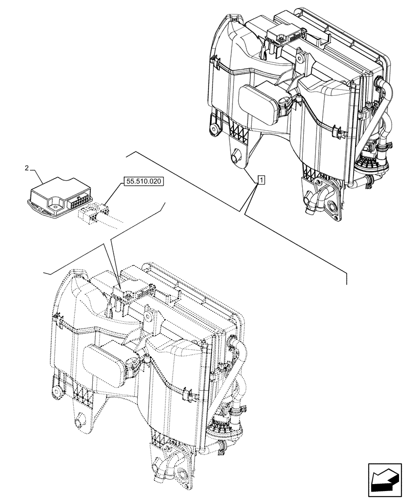 Схема запчастей Case IH FARMALL 120U - (55.050.020) - VAR - 331444, 332147, 336730, 339434 - HEATER, MODULE (55) - ELECTRICAL SYSTEMS