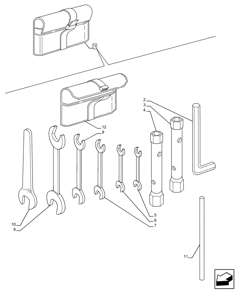 Схема запчастей Case IH FARMALL 120U - (88.100.100) - TOOL BAG (88) - ACCESSORIES