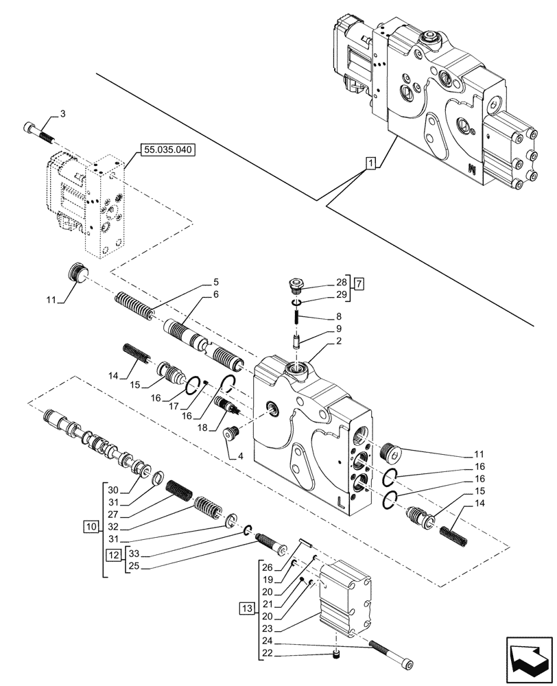 Схема запчастей Case IH OPTUM 300 CVT - (35.204.140) - VAR - 758060, 758061 - REMOTE CONTROL VALVE, COMPONENTS (35) - HYDRAULIC SYSTEMS