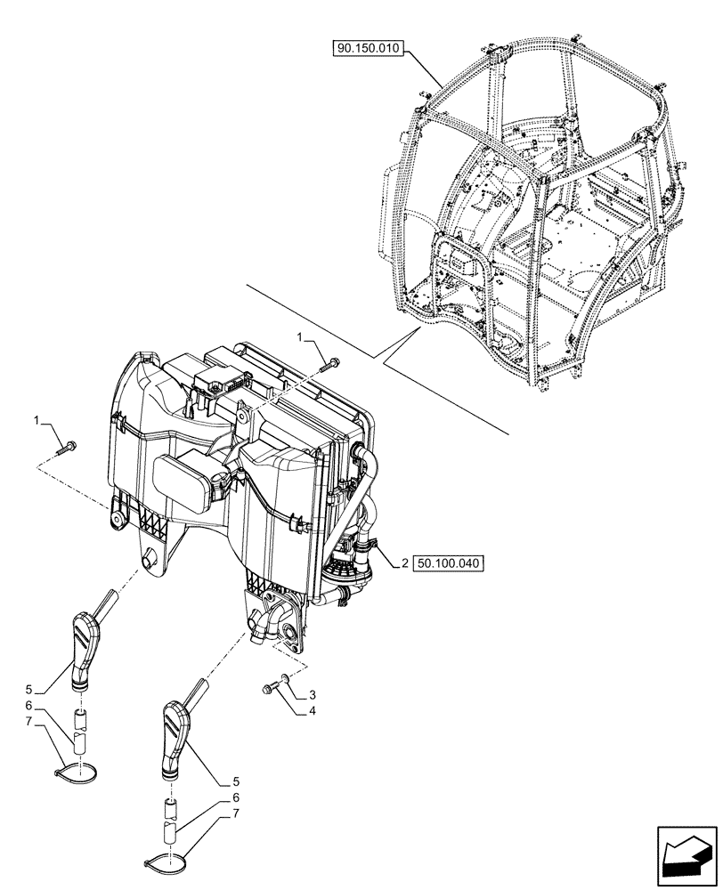 Схема запчастей Case IH FARMALL 120U - (50.100.030) - VAR - 335387, 391246 - HEATER (50) - CAB CLIMATE CONTROL