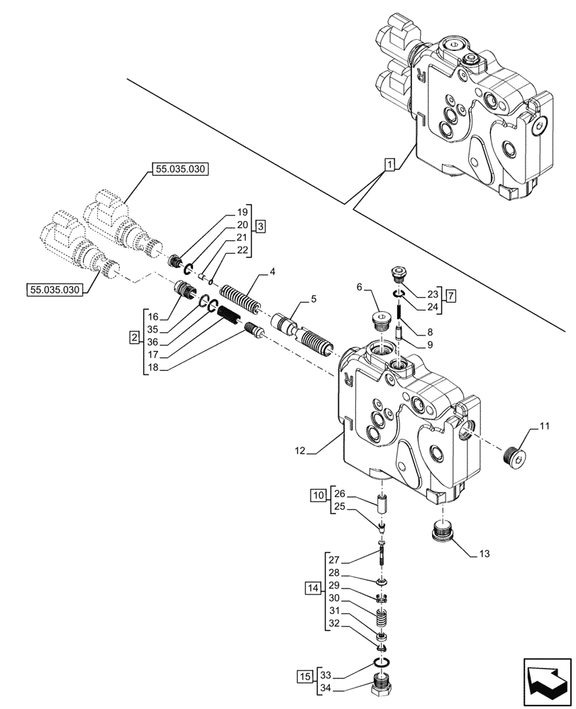 Схема запчастей Case IH OPTUM 270 CVT - (35.204.110) - VAR - 758060, 758061 - REMOTE CONTROL VALVE, COMPONENTS (35) - HYDRAULIC SYSTEMS