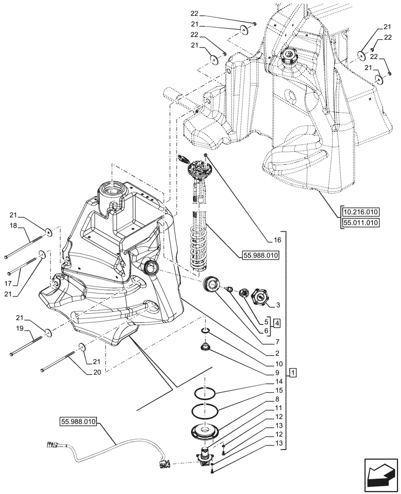 Схема запчастей Case IH OPTUM 270 CVT - (10.500.010) - VAR - 391131, 758005 - DEF/ADBLUE™ TANK (10) - ENGINE