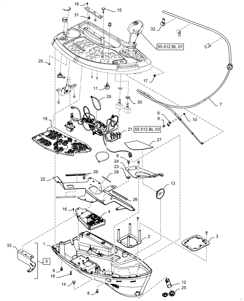 Схема запчастей Case IH 5140 - (55.512.BL[02]) - CONTROL PANEL, RH (55) - ELECTRICAL SYSTEMS