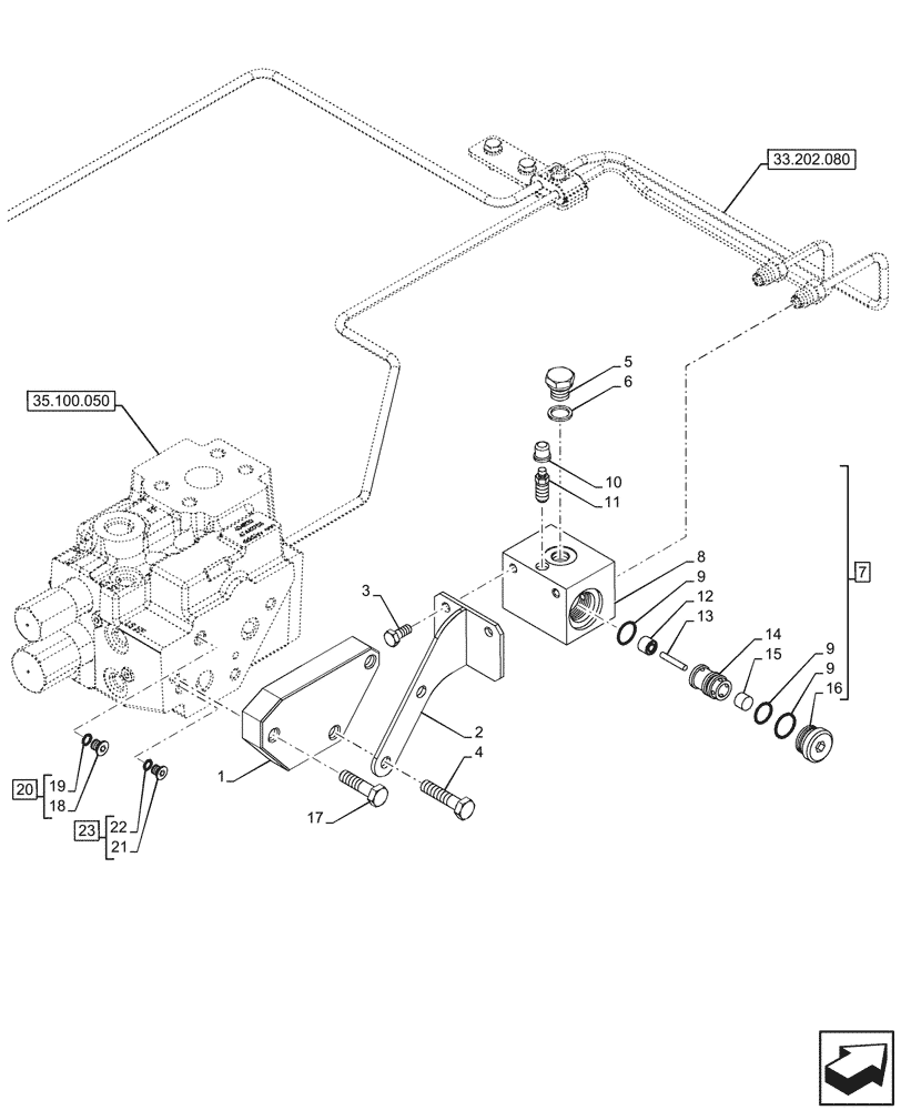 Схема запчастей Case IH OPTUM 270 CVT - (33.204.010) - VAR - 758038, 758041 - PILOT VALVE, W/O ANTILOCK BRAKING SYSTEM (ABS) (33) - BRAKES & CONTROLS