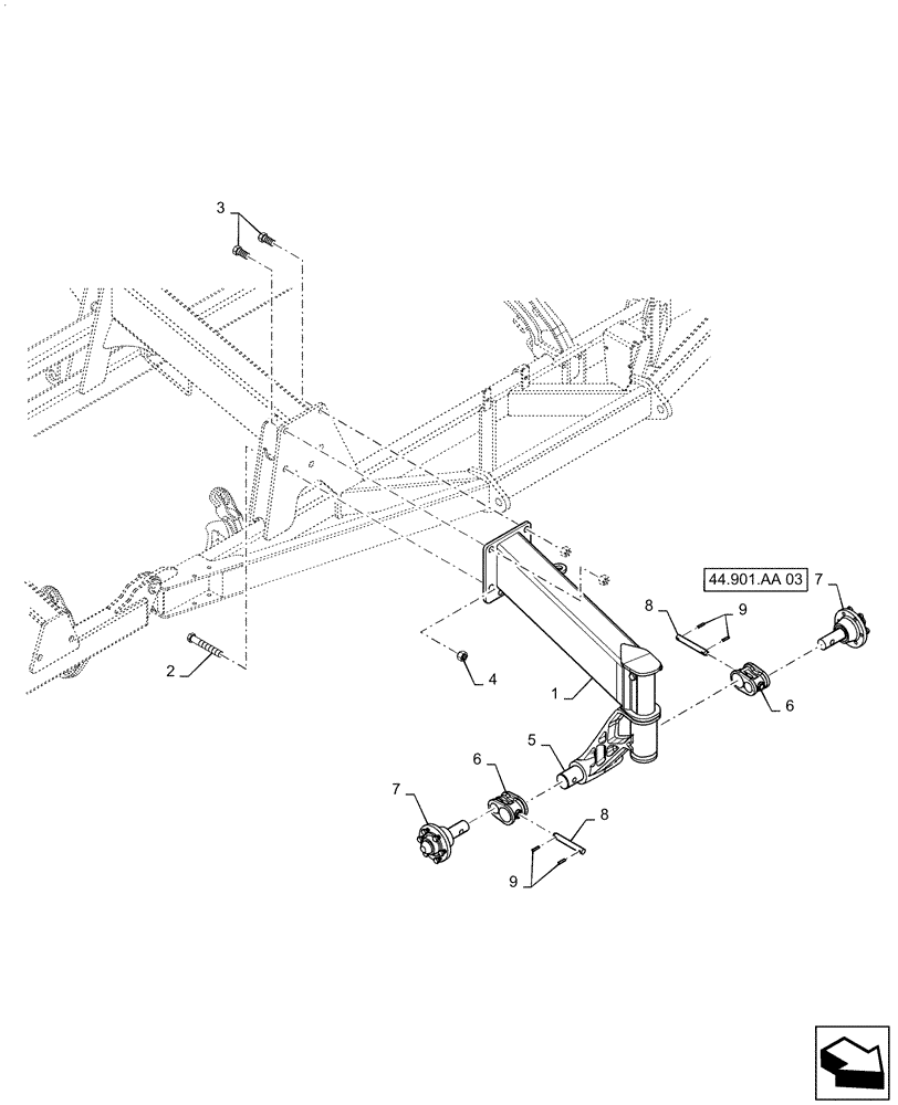 Схема запчастей Case IH 500T - (39.100.AA[04]) - FRONT CENTER FRAME SPAR WITH WALKING BEAMS (39) - FRAMES AND BALLASTING