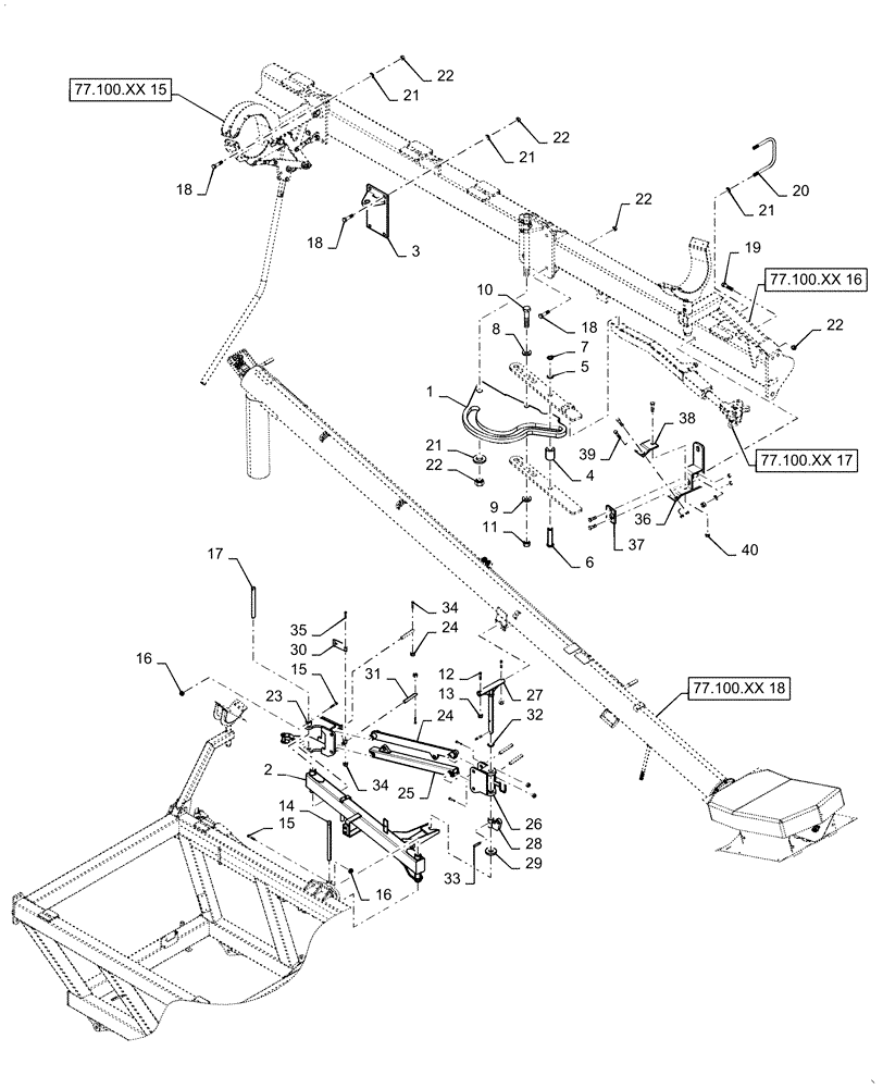 Схема запчастей Case IH 4585 - (77.100.XX[14]) - HYDRAULIC AUGER MOUNTING 555/580 BUSHEL (77) - SEEDING/PLANTING