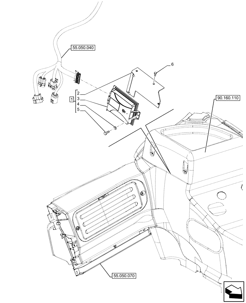 Схема запчастей Case IH OPTUM 270 CVT - (55.050.060) - VAR - 758783, 758784, 758785, 758786, 758787, 758788, 758789, 758790, 758791, 759433 - AIR CONDITIONING WITH ATC, CONTROLLER (55) - ELECTRICAL SYSTEMS