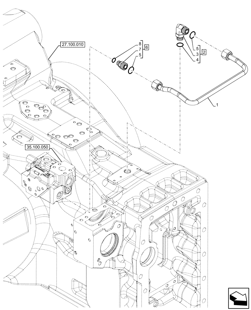 Схема запчастей Case IH OPTUM 270 CVT - (35.100.030) - VAR - 758037, 758039, 758040, 758042, 758044 - PRIORITY VALVE, LINE (35) - HYDRAULIC SYSTEMS