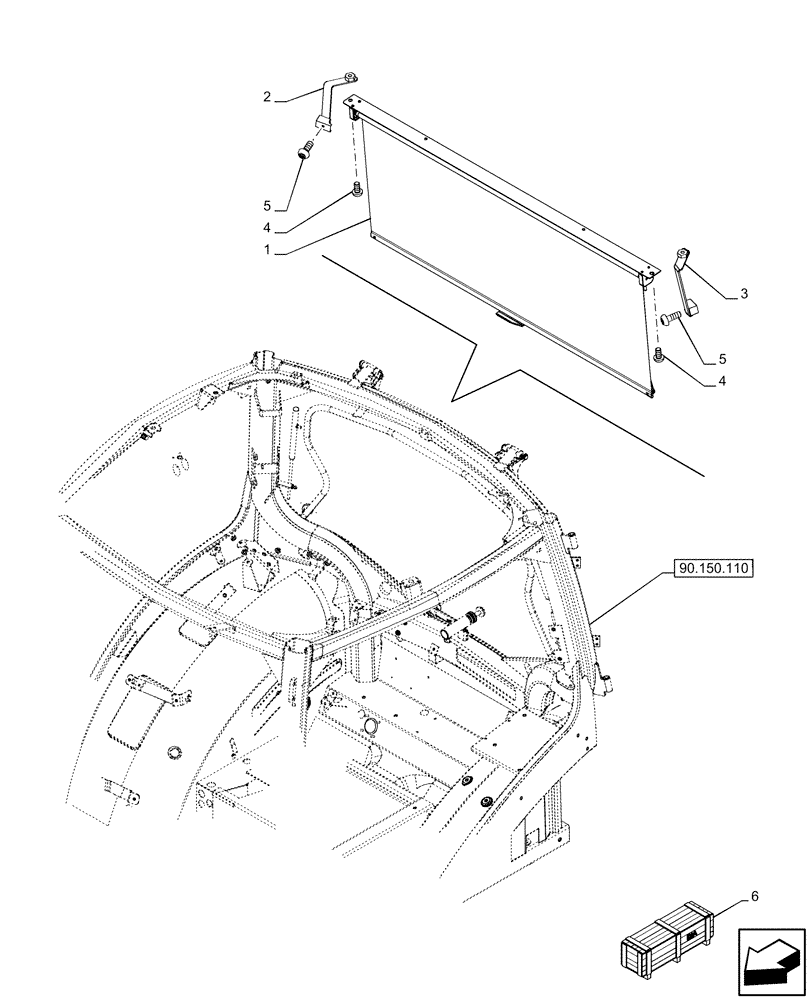 Схема запчастей Case IH OPTUM 270 CVT - (90.151.150) - VAR - 758783, 758784, 758785, 758786, 758787, 758788, 758789, 758790, 758791, 759433 - SUN VISOR (90) - PLATFORM, CAB, BODYWORK AND DECALS