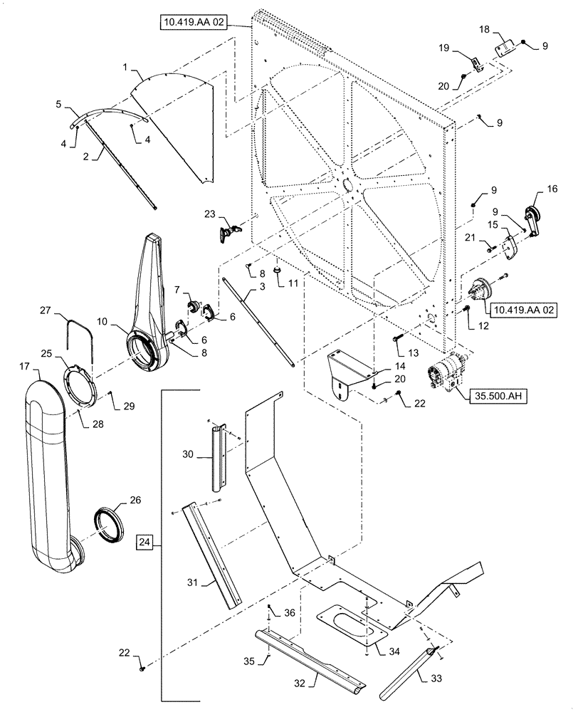 Схема запчастей Case IH 5140 - (10.419.AA[03]) - AIR INTAKE SCREEN NOZZLE (10) - ENGINE