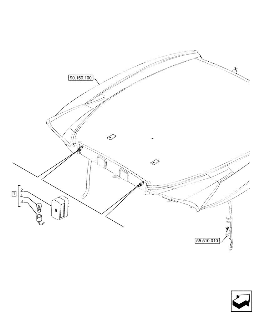 Схема запчастей Case IH FARMALL 120U - (55.404.050) - LICENSE PLATE LIGHT (55) - ELECTRICAL SYSTEMS