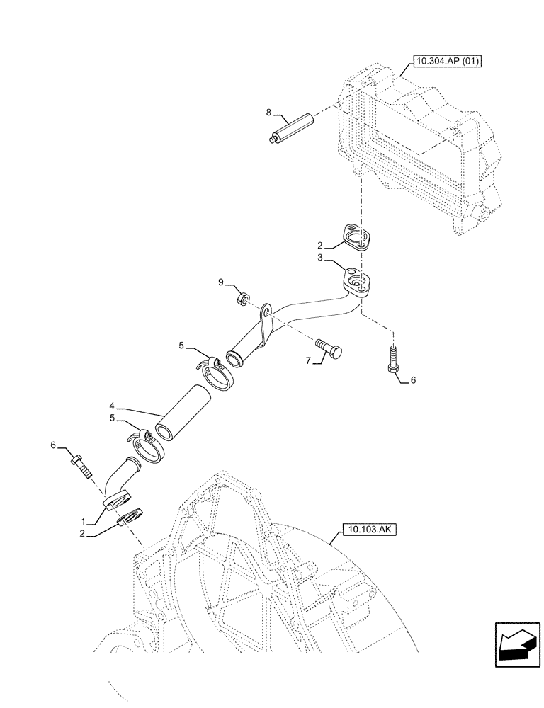 Схема запчастей Case IH FVAE2884X B200 - (10.304.AP[02]) - ENGINE, BREATHER LINE (10) - ENGINE