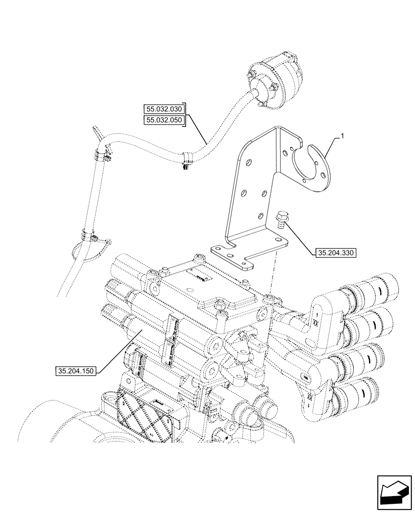 Схема запчастей Case IH FARMALL 110U - (35.204.310) - VAR - 330849, 338844, 758294, 331844, 758295, 332844 - 3 REMOTE CONTROL VALVES, REAR, BRACKET, ELECTRICAL SOCKET (35) - HYDRAULIC SYSTEMS