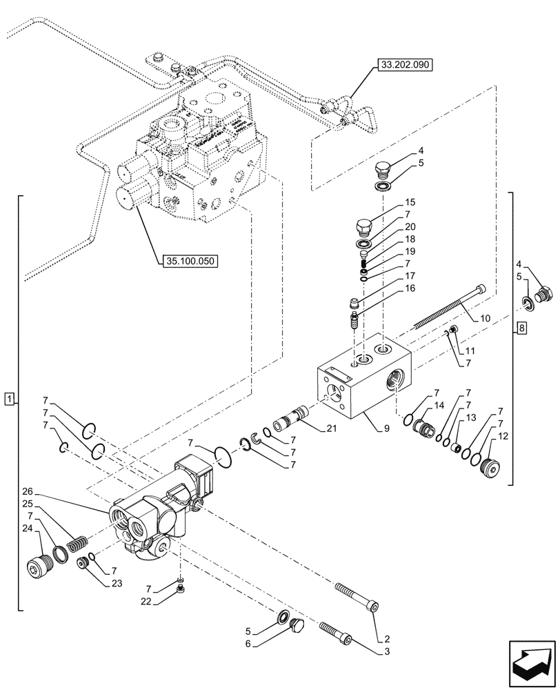 Схема запчастей Case IH OPTUM 270 CVT - (33.220.030) - VAR - 758039, 758044 - TRAILER BRAKE VALVE, W/ ANTILOCK BRAKING SYSTEM (ABS) (33) - BRAKES & CONTROLS