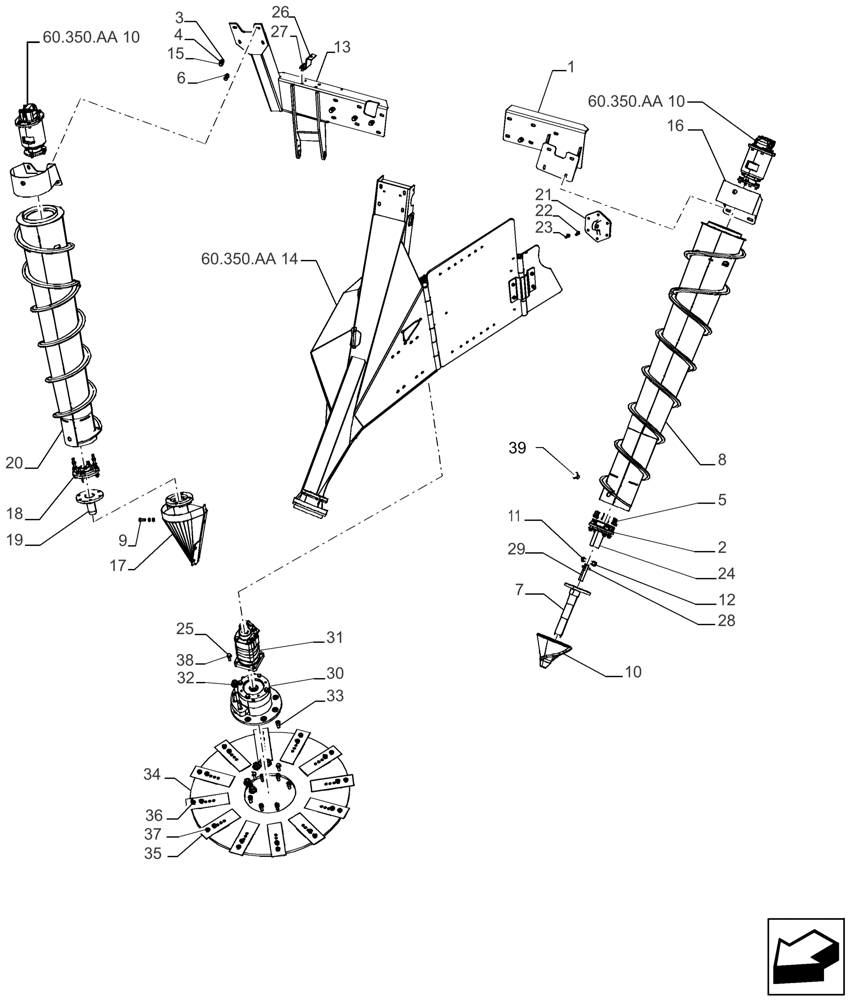 Схема запчастей Case IH A8800 - (60.350.AA[11]) - CROP DIVIDER, RH, MR (60) - PRODUCT FEEDING