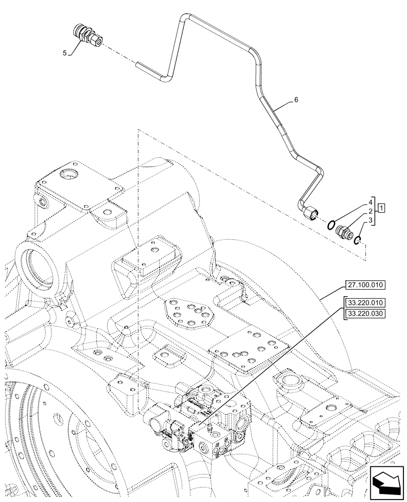 Схема запчастей Case IH OPTUM 270 CVT - (33.220.020) - VAR - 758037, 758039, 758044 - TRAILER BRAKE VALVE, LINE (33) - BRAKES & CONTROLS