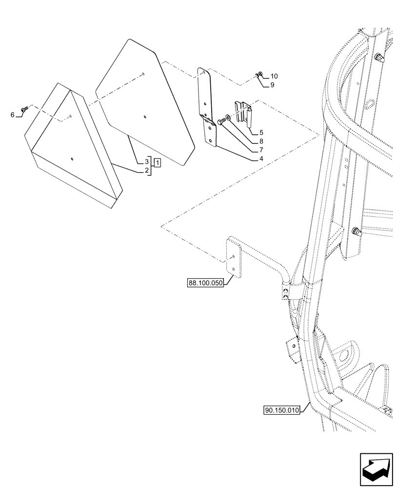 Схема запчастей Case IH FARMALL 120U - (88.100.010) - WARNING TRIANGLE, HIGH PROFILE ROOF (88) - ACCESSORIES