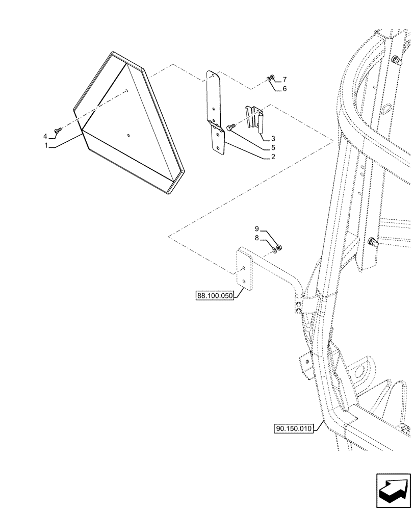 Схема запчастей Case IH FARMALL 120U - (88.100.020) - WARNING TRIANGLE, HIGH PROFILE ROOF (88) - ACCESSORIES