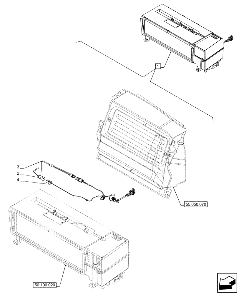 Схема запчастей Case IH OPTUM 270 CVT - (55.050.030) - VAR - 758783, 758784, 758785, 758786, 758787, 758788, 758789, 758790, 758791, 759433 - AIR CONDITIONING WITH ATC, AIR CONDITIONER, SENSOR (55) - ELECTRICAL SYSTEMS