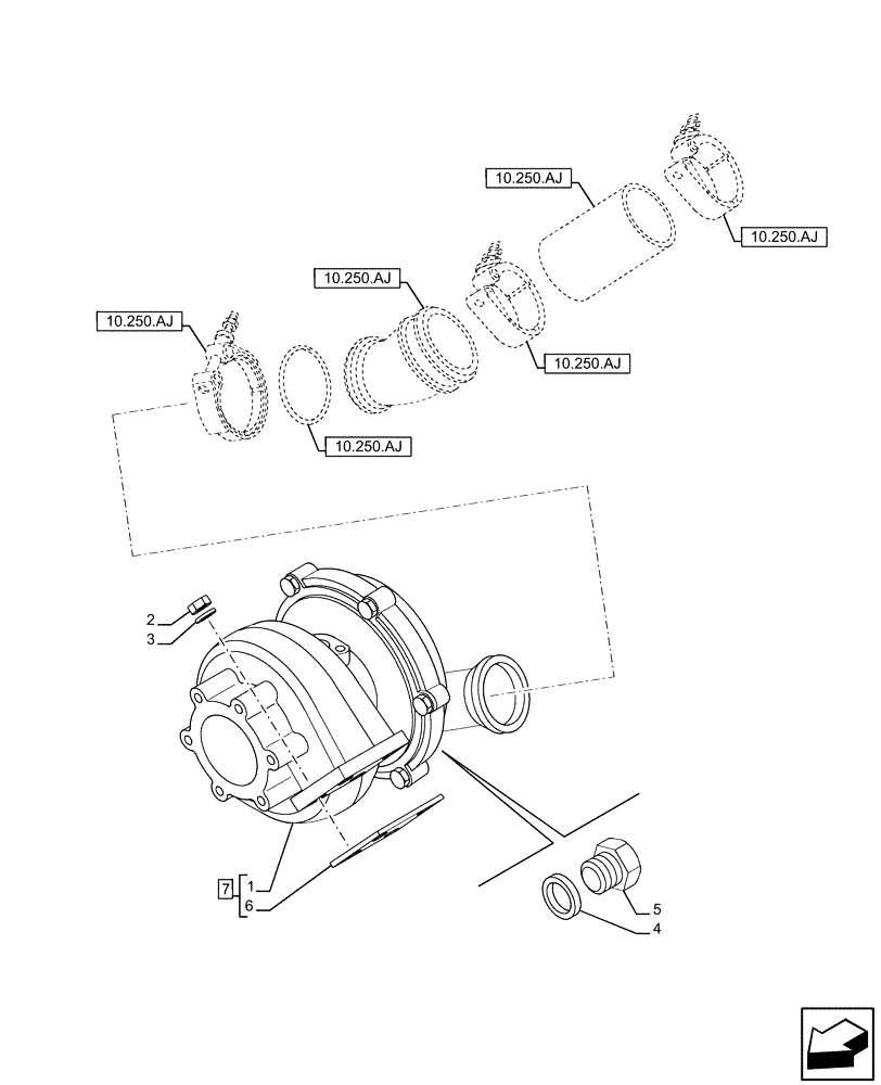 Схема запчастей Case IH FVAE2884X B200 - (10.250.AC[01]) - TURBOCHARGER & RELATED PARTS (10) - ENGINE