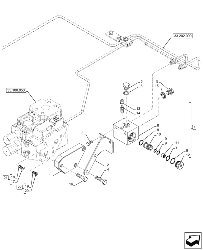 Схема запчастей Case IH OPTUM 270 CVT - (33.204.020) - VAR - 758038, 758041 - PILOT VALVE, W/ ANTILOCK BRAKING SYSTEM (ABS) (33) - BRAKES & CONTROLS