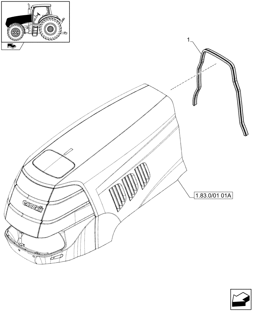 Схема запчастей Case IH PUMA 155 - (1.83.0/01[04]) - HOOD, SEAL (08) - SHEET METAL