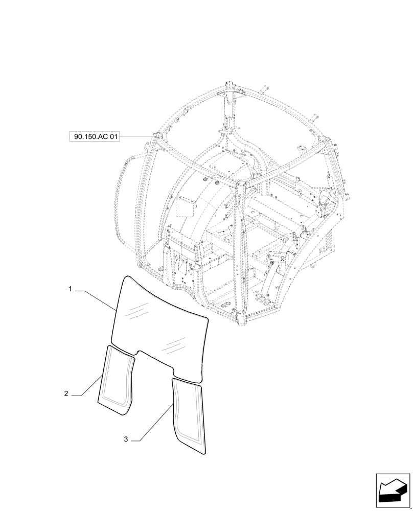 Схема запчастей Case IH PUMA 215 - (90.156.AL) - WINDSHIELD AND RELATED PARTS (90) - PLATFORM, CAB, BODYWORK AND DECALS
