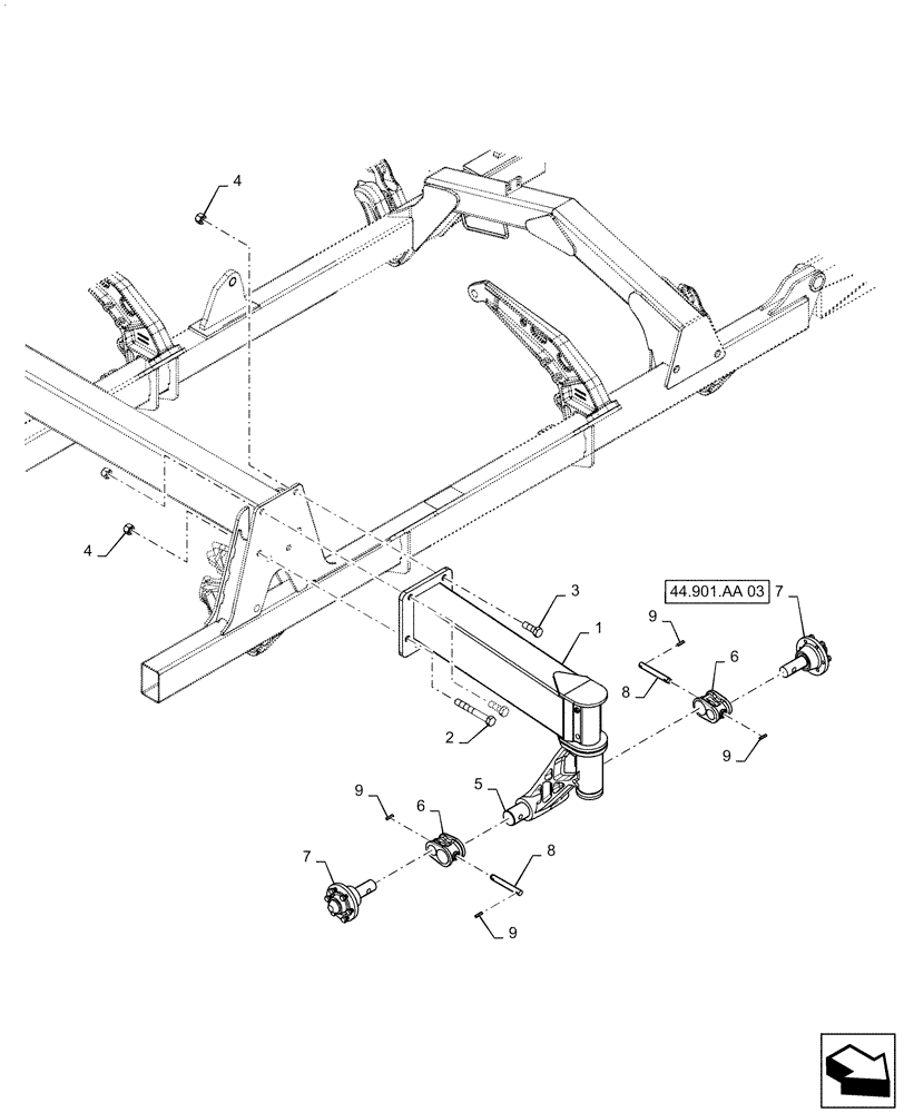 Схема запчастей Case IH 500 - (39.100.AA[05]) - WING END FRAME SPAR WITH WALKING BEAMS (39) - FRAMES AND BALLASTING