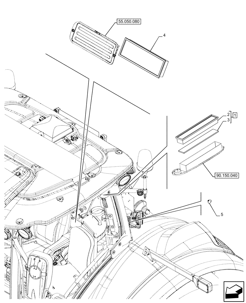 Схема запчастей Case IH OPTUM 300 CVT - (50.104.020) - VAR - 758783, 758784, 758785, 758786, 758787, 758788, 758789, 758790, 758791, 759433 - CAB, FILTER (50) - CAB CLIMATE CONTROL