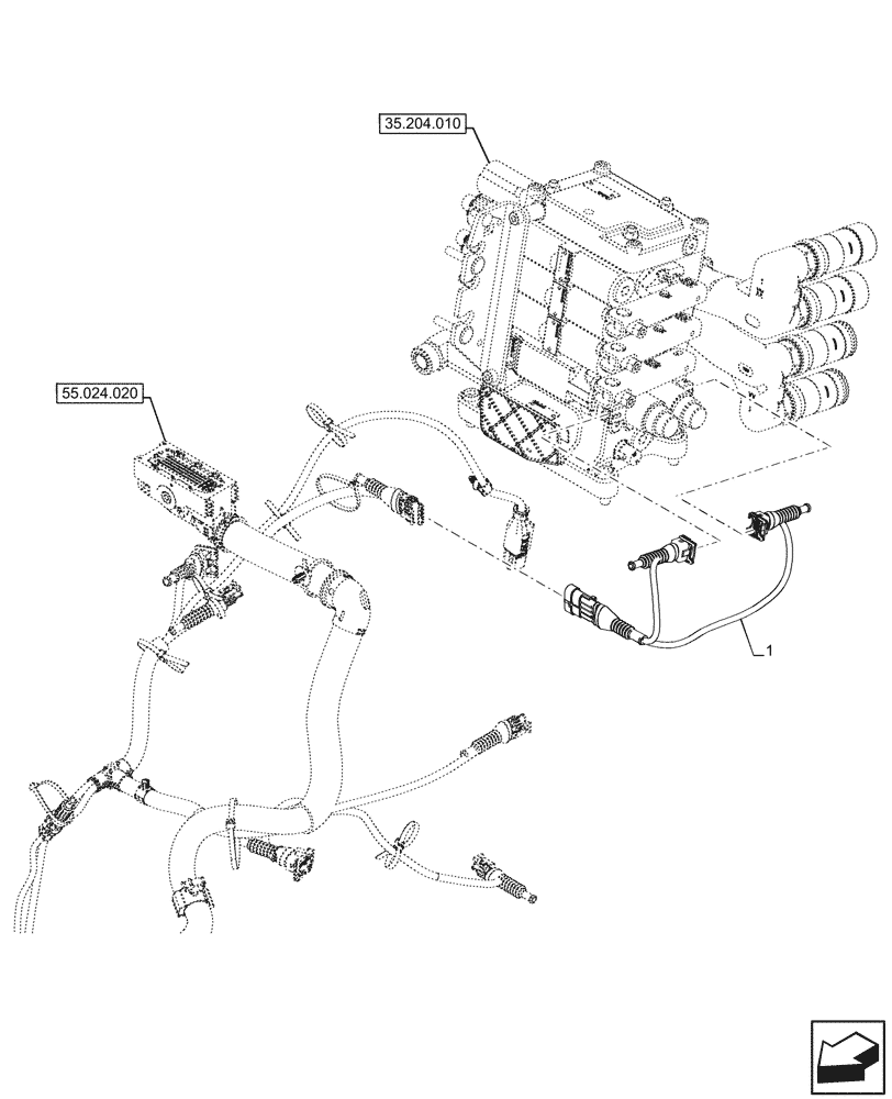 Схема запчастей Case IH FARMALL 110U - (55.035.040) - VAR - 330849, 338844, 758294, 331844, 758295, 332844 - ELEC CONNECTOR, REMOTE CONTROL VALVE (55) - ELECTRICAL SYSTEMS