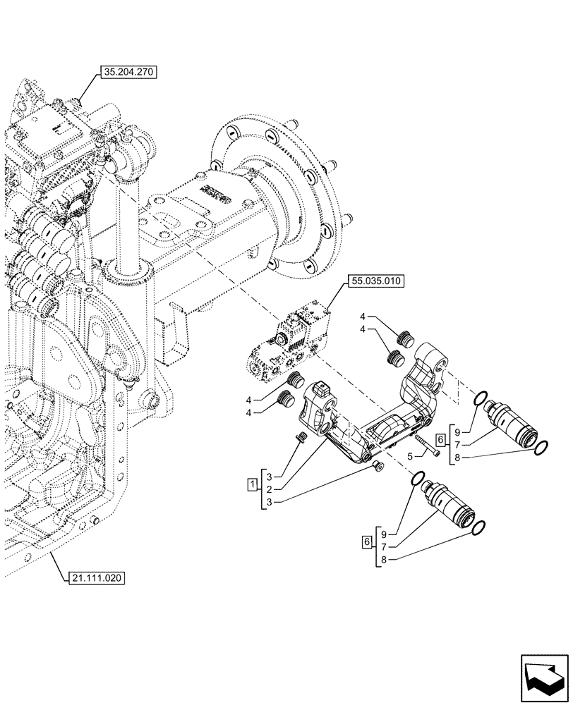 Схема запчастей Case IH FARMALL 120U - (35.114.010) - VAR - 758295, 332844 - W/ 3 REAR REMOTE CONTROL VALVES, AUTOMATIC PICK-UP HITCH (35) - HYDRAULIC SYSTEMS