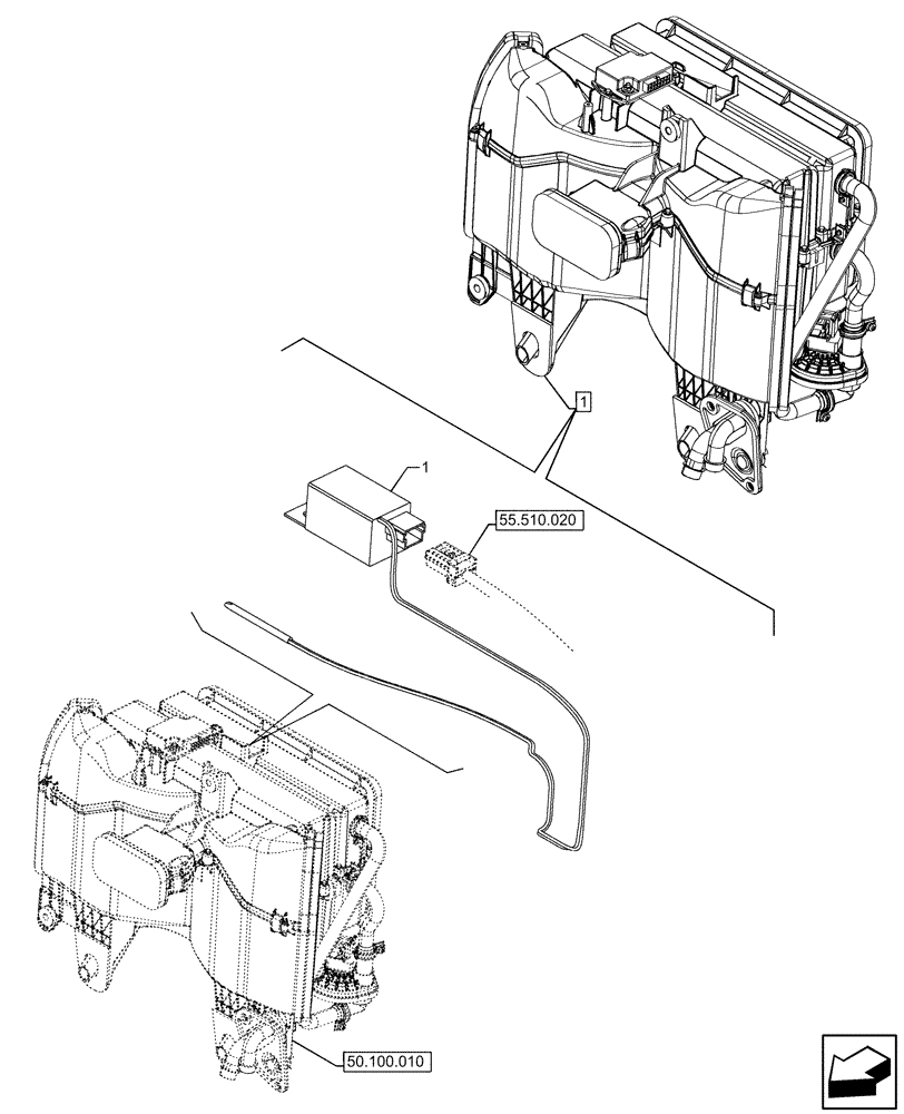 Схема запчастей Case IH FARMALL 110U - (55.050.040) - VAR - 331444, 332147, 336730, 339434 - HEATER, TEMPERATURE SWITCH (55) - ELECTRICAL SYSTEMS