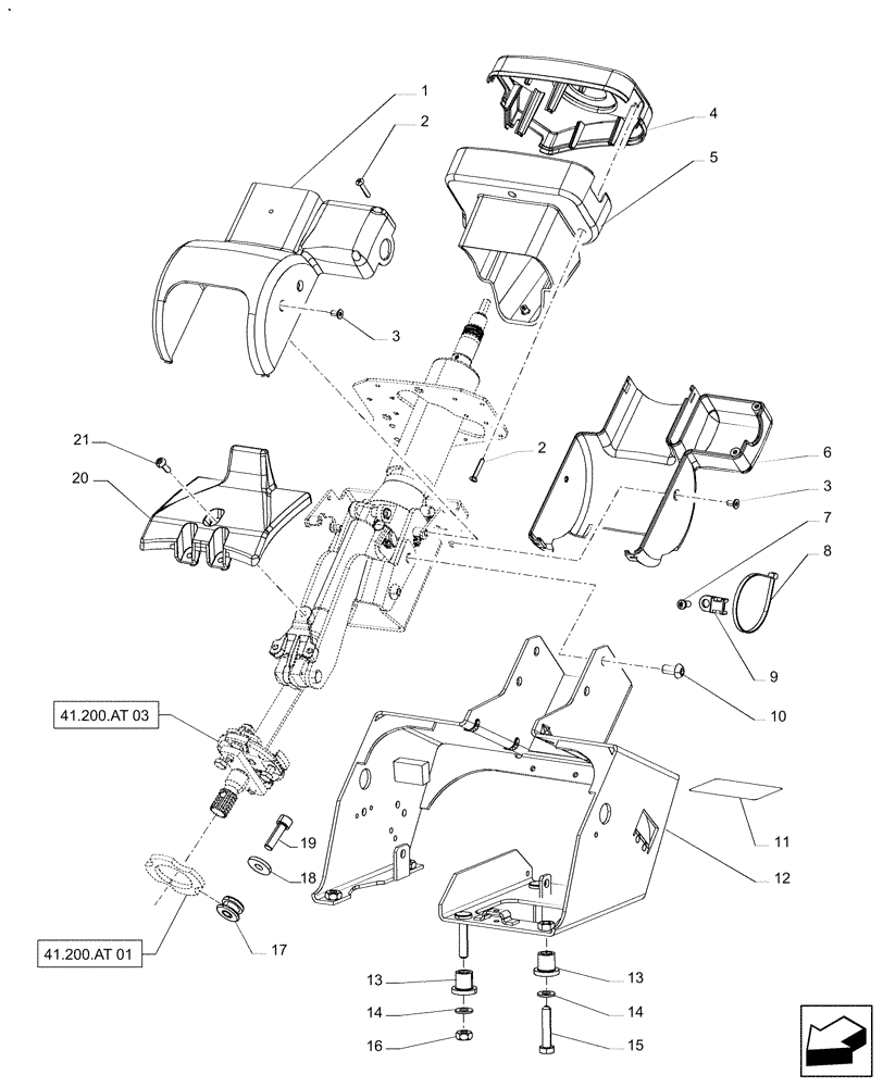 Схема запчастей Case IH PUMA 230 - (41.200.AT[02]) - COVERING SUPPORT - STEERING COLUMN (41) - STEERING